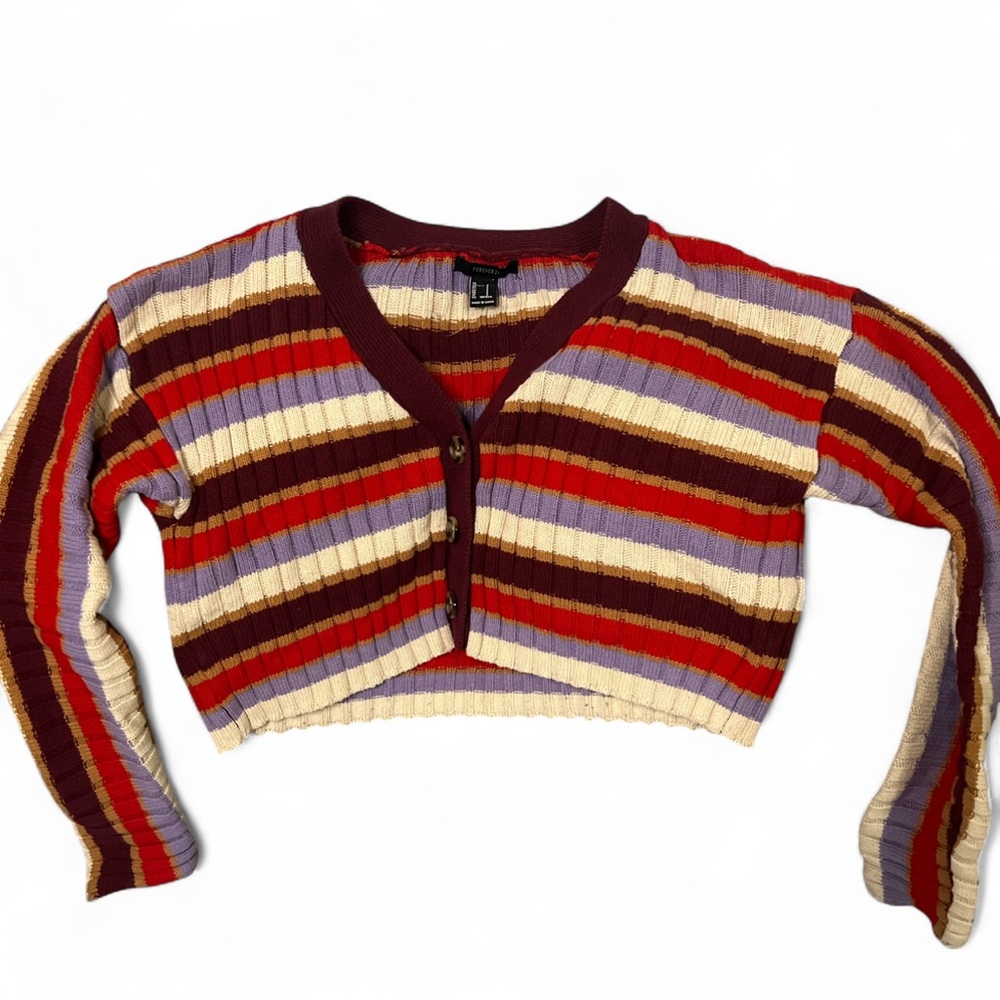 Forever 21 Multicolor Striped Knit Cardigan